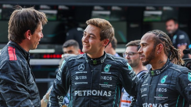 George Russell and Lewis Hamilton Mercedes F1